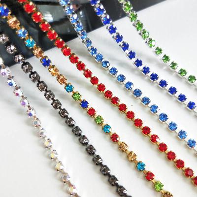 China Pointback Bling Bling Rhinestone Cup Chain Crystal Diamonds Strass Chain For Metal Base Colorful Garment Accessory for sale