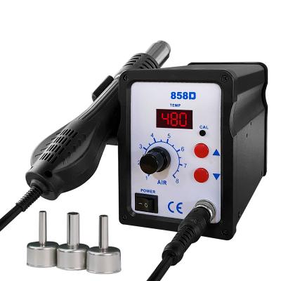 China PCBA Repair SMD BGA Rework 858D BGA Rework Mobile Phone Repair Tools 110V 220V 700W Air Gun Hot Soldering Station for sale