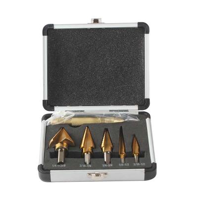 China High Quality Masonry Drilling 6PCS 50 Inch Size HSS MULTI HOLE STEP DRILL BIT SET With Aluminum Case for sale