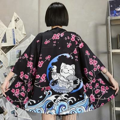 China Men Cosplay Yukata Female Streetwear Traditional Haori Anime Women Harajuku Polyester Japanese Style Demon Print Cardigan Kimono for sale