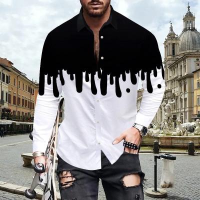 China New Viable Men Slim Fit Camisa Masculina Gold Long Sleeve Black Shirt Dress Homme Social Men Club Prom Shirt M-3XL for sale