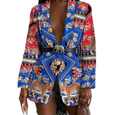 China Anti-Static Turn-down Collar All Over Print Shawl Collar Single Button Blazer Casual Stylish Abstract Graphic Office Work Coats for sale