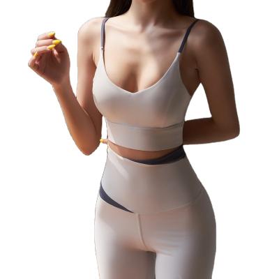 China Women's Non-Trace Tank Top Sports Fitness Suit Breathable Dry Sweat Yoga Suit Two Sets Lightly Absorption Quickly Back for sale