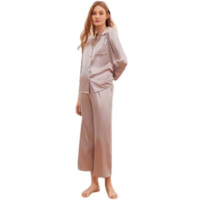 China Satin Silk Women's Breathable Pajamas Pants QUICK DRY Casual Home Wear Two Piece Set for sale