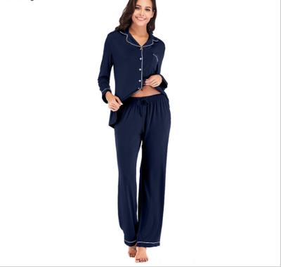 China Customizable High Quality Casual V Neckline Long Cardigan Ladies Pajamas Suit QUICK DRY for sale