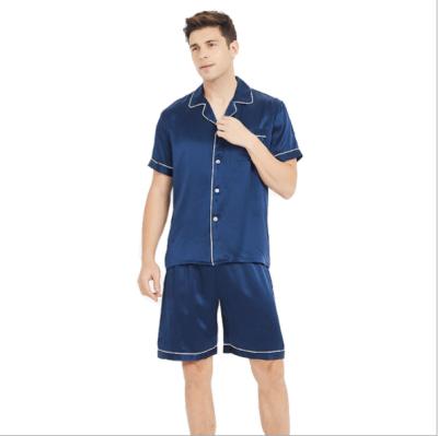 China QUICK DRY Mens Satin Pajamas Sleepwear Solid V-Neckline Long Sleeve Pj Set Nightgowns Romper for sale