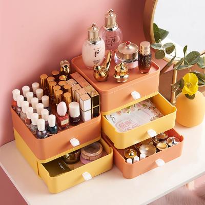 China Stackable Office Stationery Drawer Storage Box Desk Container Desktop Container Colorful Plastic Organizer for sale