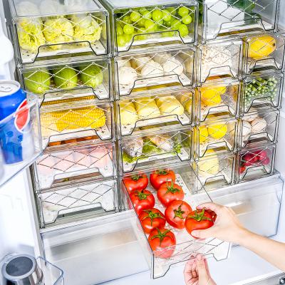 China Clear Plastic Stackable Freshness Keeping Organizer Bins Refrigerator Storage Box for sale