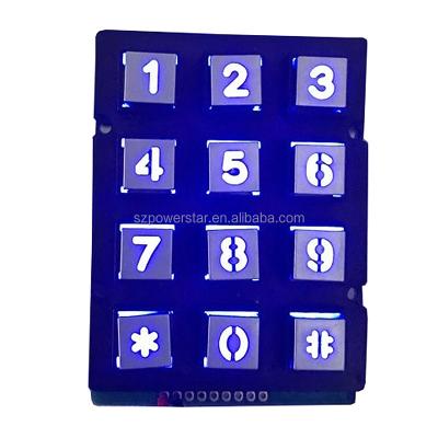 China Telecommunication Equipment 3x4 12 Keys Illuminated Stainless Steel Backlight Metal Keypad / Industrial Matrix Keypad for sale