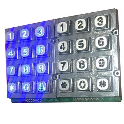 China Telecommunication Equipment 3x4 12 Keys IP65 Waterproof Matrix Backlight Numerical Zinc Alloy Keypad for sale