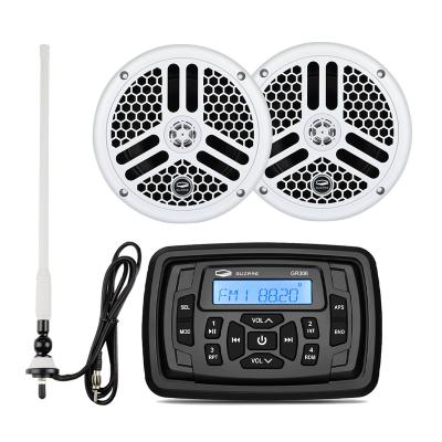 China BT Waterproof Marine Receiver MP3 Radio Audio Stereo Waterproof +6.5 Inch Stereo Speakers For RV ATV Golf Cart +FM AM Antenna for sale