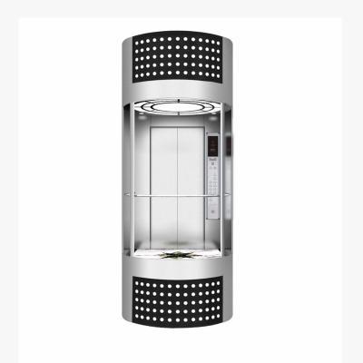 China Customize Steel Structure Round Shaft Glass Guided Cabin Panoramic Elevator for sale