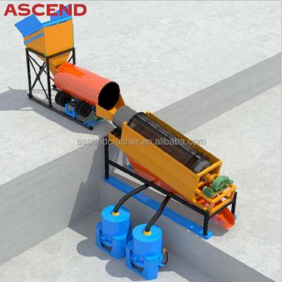 China Gold ore washing 30 to 50 tons per hour mobile portable alluvial gold scrubber sluice box gold trommel screen washing plant for sale