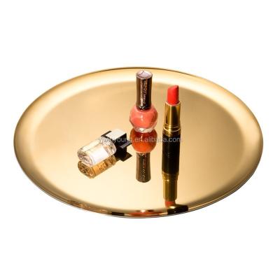 China Disposable High Quality Cosmetic Makeup With A Mirror Finish11 Inch Gold Stainless Steel Tray for sale