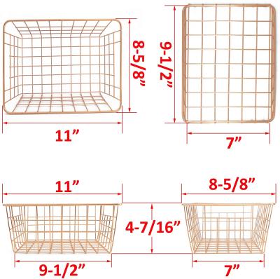 China Sustainable gold supplier china rose gold decorative wire basket /kitchen cooking wire baskets for sale