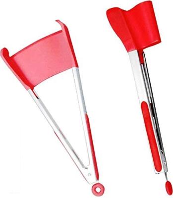 China Kitchen Instrument Tool Silicone 2-in-1 Sustainable Smart Food Tongs for sale