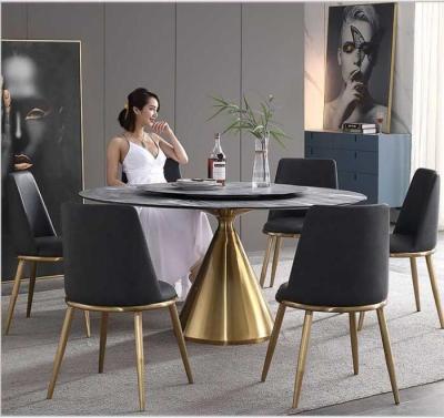 China Modern Dining Round Dining Table Set Modern Sintered Stone Dining Table Stainless Steel Base For Living Room for sale