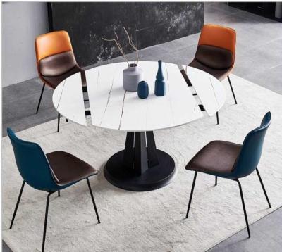 China Revolving (Other) Adjustable Round Function Dining Table For Sale Table And Chairs Set With Sintered Stone Top for sale