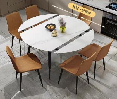 China (Others)Adjustable dining table and multifunctional dining table set RECTANGLE chairs set with agglomerated stone top for sale