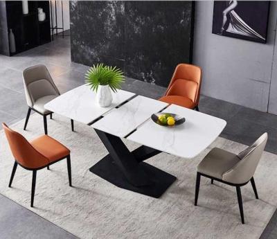 China Revolving (Other) Adjustable Function Dining Table For Sale Table And Chairs Set With Sintered Stone Top for sale