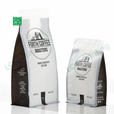 China Recyclable Custom Flat Square Bottom Eight Side Matte Frosted Finish 100% Recyclable Coffee Packaging Sachet Pouch Bag for sale