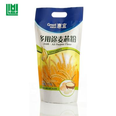 China 1kg Recyclable Stand Up Wheat Corn Flour Powder Food Packaging Aluminum Plastic Bags With Blow Hole for sale