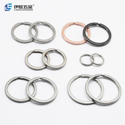 China YIWANG Wholesale Fashion Stainless Steel Keyrings Flat Split Key Ring Keychain Keyholder for sale