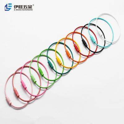 China YIWANG Durable Colorful Coated  Stainless Steel Wire Rope Keychain Keyholder Loops for sale