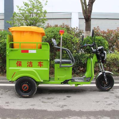 China Small Electric Passenger Garbage Transport Cleaning Collection Tricycle With Plastic Bins for sale