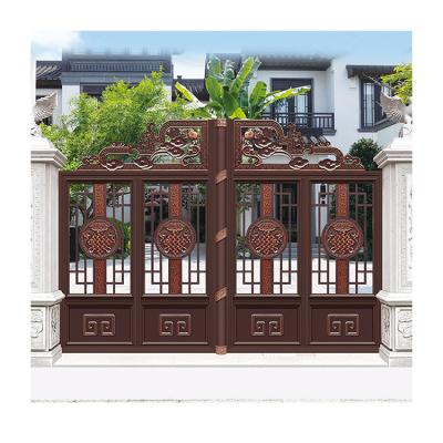 China Traditional Customized Home Courtyard Entrance Fancy Simple Main Metal Fence Sliding Cast Aluminum Gate for sale