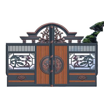 China Luxury aluminum exterior decorative lacquer villa gold garden gate easily assembled electric aluminum gate for sale