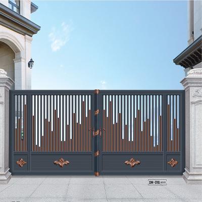 China Easily Assembled Custom House Garden Main Gate Design High Temperature Spray Metal Garden Villa Aluminum Gate for sale