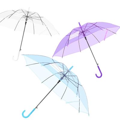 China Cute Wholesale Cheap Transparent PVC Poe Straight Umbrella Colorful Umbrella For Wedding for sale