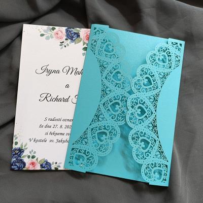 China Europe sweethearts laser cut invitation cards for wedding bridal shower for sale