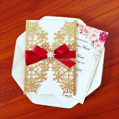 China Europe Snowflake Sprinkle Laser Cut Invitation Card For Wedding Party for sale