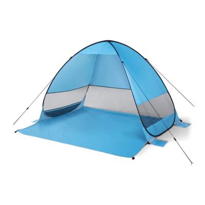 China Straight Tying Type Noise 4 Person Beach Tents Camping Shelter With Window Quick Auto Open Foldable Portable Beach Shade Tent for sale