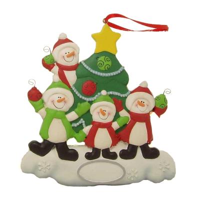 China Europe Polyresin Christmas Ornaments 4 Snowman Creative Family Home Decor for sale