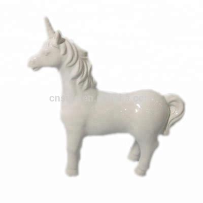 China Wholesale Ceramic Decorative White Unpainted Unicorn Figurines From Europe for sale