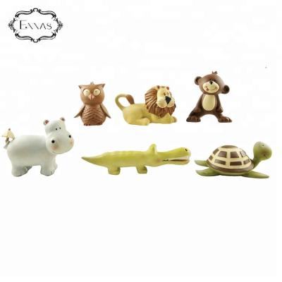 China Europe Customized Cute Mini Resin Hippo Monkey Turtle Lion Crocodile Owl Statues Sets for sale