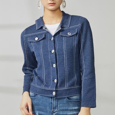 China Denim like denim like flat machine knitting sweater woven sttiches on top suitable for wearing. for sale