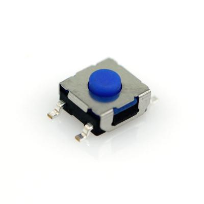 China 6*6 silicone smd 4pins switch 3.5H waterproof micro tactile smt silicone tact blue push button switch for sale