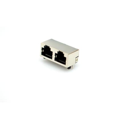 China RJ45 PCB Socket 56 1*2 Geen Lichten Netwerk Geen Verlichting Geen Granaatscherven RJ45 Socket 2 8p8c Left Female Connector for sale