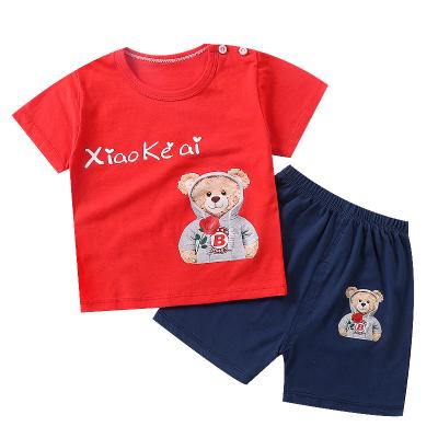 China 100% Cotton Children's Summer Printed Short Sleeve T-shirt For Boys And Girls 2022 New Casual Pants Short Sleeve Suit For Child for sale