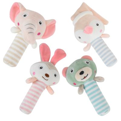 China Soft Toy Plush Rattle Toy Stuffed Hand Bells Plush Animal Baby Rattle Toy for sale