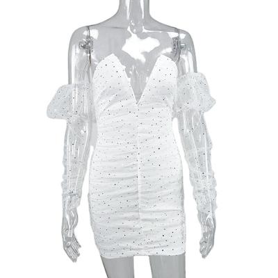 China Nan-Tchang Auyan's sequined dress 2020 summer new anti-static white border sexy women's deep V for sale