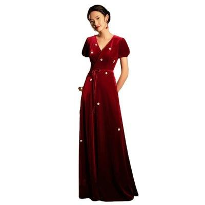 China Nan-Tchang Auyan Anti-Static Hot Girl Elegance Velvet Sexy Dress Long For Party Dress for sale