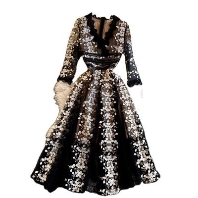 China Famous Nan-Tchang Auyan high society heavy industry embroidery flower anti-static famous evening dress for sale