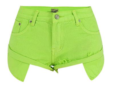 China Nan-Tchang Auyan Anti-wrinkle mustard green vacation beach style sexy loose elastic pocket high-waisted hot shorts pants for sale