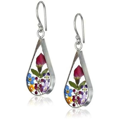 China Flower Teardrop Earrings Casual / Sporty Pressed Dry Drop Dangle Fashion Jewelry for sale