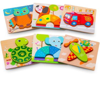 China 6pcs Educational Toy Animals and Vehicle Puzzles for Girl Boy Toddlers, Educational Preschool Toy Gift for Color and Shape Knowledge Skill Study for sale